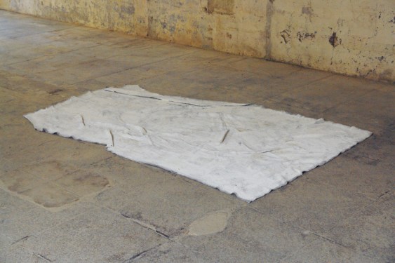 Guillaume Leblon. UNTITLED, 2012. Felt and white paint. 160 cm x 80 cm 