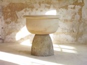 Katinka Bock - Guillaume Leblon. WET GROUND, , 2008. limestone, water. 39x80x80cm