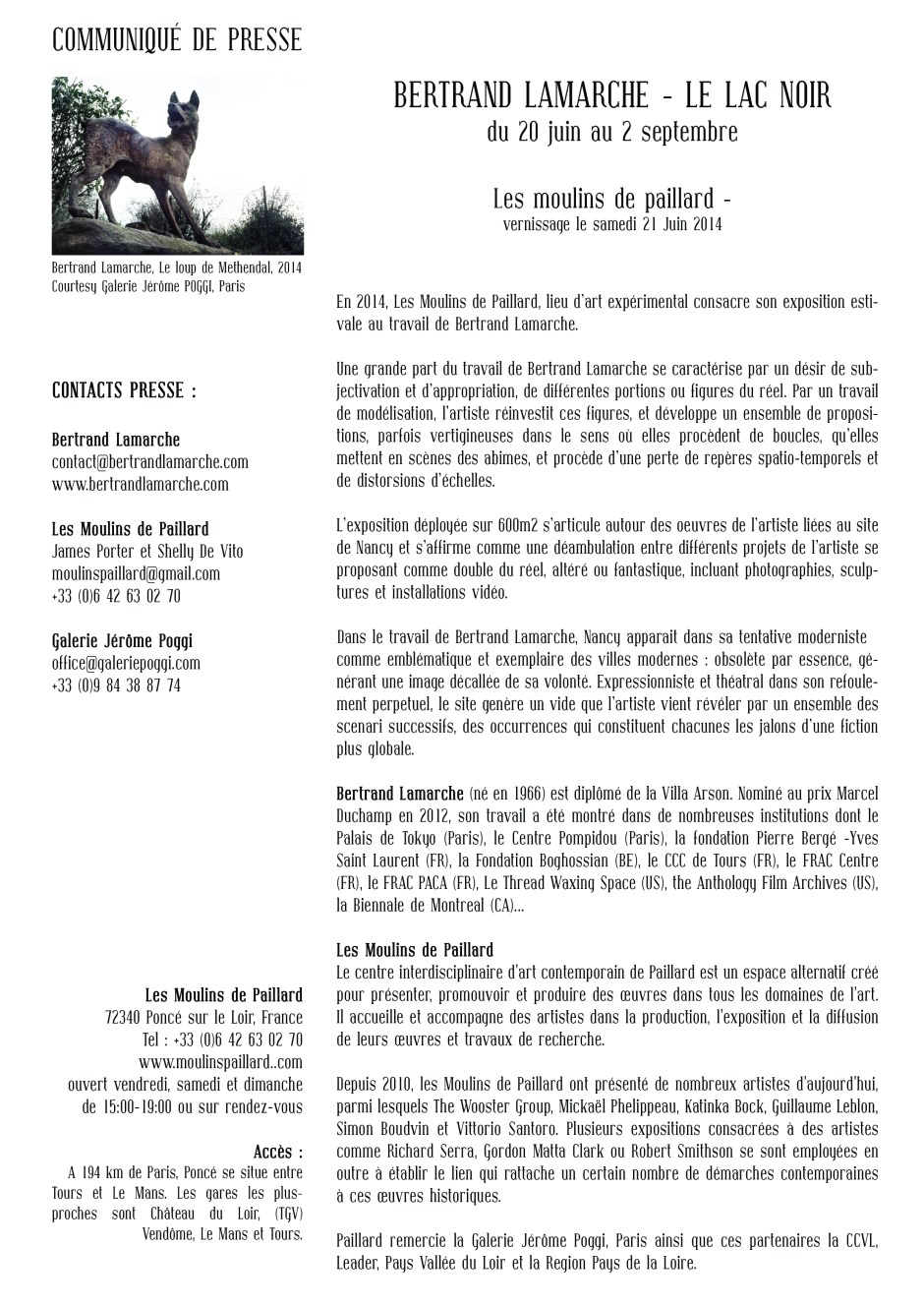 lac noir communiqué de presse