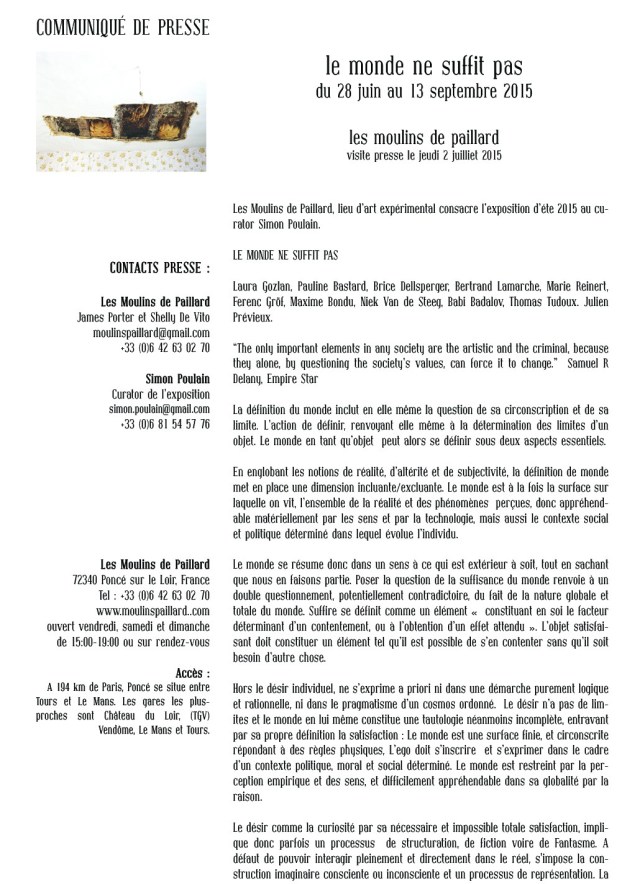 web le monde ne suffit pas communiqué de press